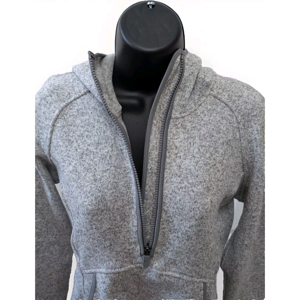 Lululemon Fleece and Thank‎ You Half Zip Pullover Hoodie Heathered Grey Size 6 - Picture 4 of 7